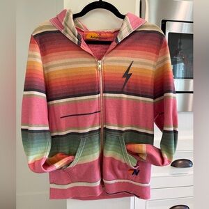 Aviator Nation Women Multi-Stripe Zip Hoodie + Sweat Pants w/ Lightning Bolt